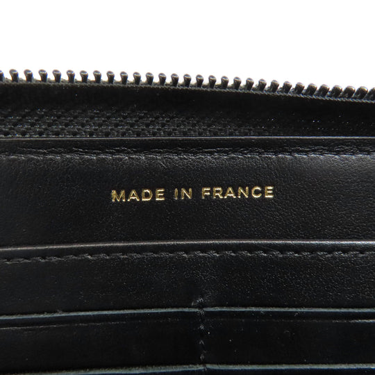 CHANEL Long Wallet Purse Grained Calfskin Skin black Boy Chanel Gold Metal