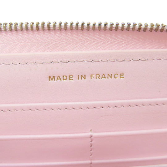 CHANEL Long Wallet Purse Grained Calfskin Skin pink Matelasse COCO Mark Gold Metal Women Used Authentic