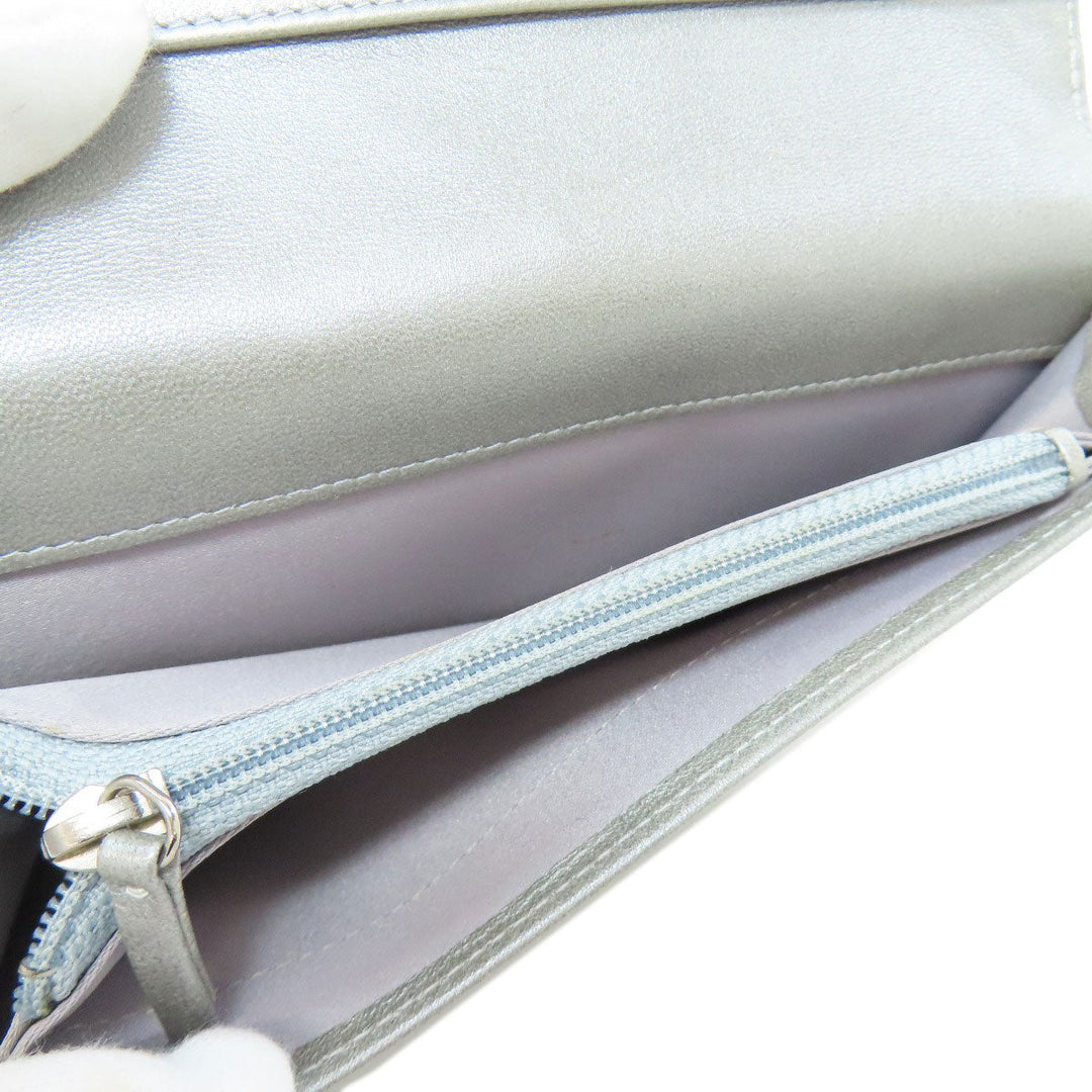 CHANEL Long Wallet Purse lambskin black Camellia COCO Mark SilverMetal Women Used Authentic