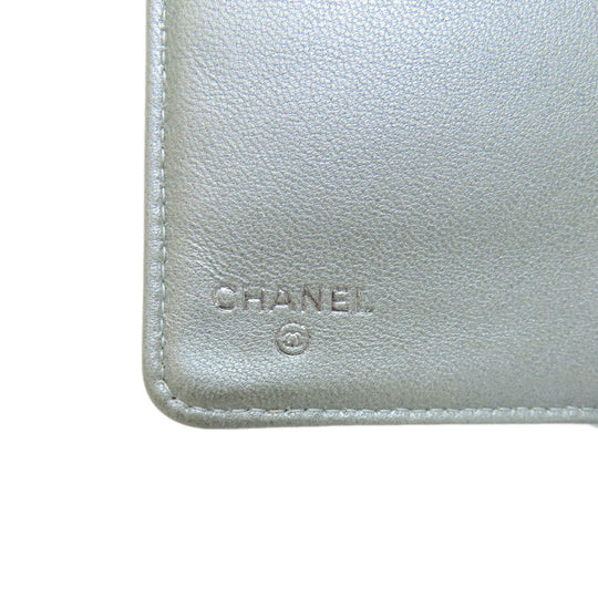 CHANEL Long Wallet Purse lambskin black Camellia COCO Mark SilverMetal Women Used Authentic