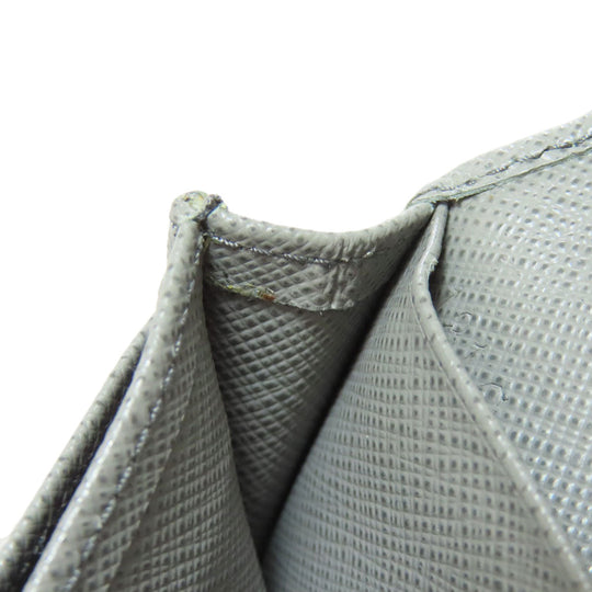 PRADA Card Case Safiano gray Fiocco Women Used Authentic