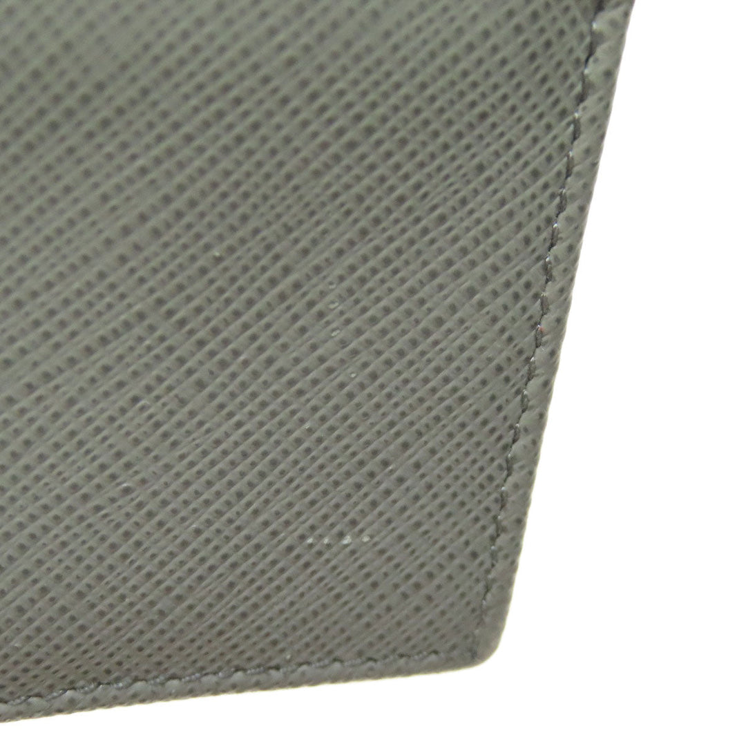 PRADA Card Case Safiano gray Fiocco Women Used Authentic