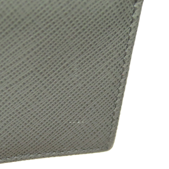 PRADA Card Case Safiano gray Fiocco Women Used Authentic