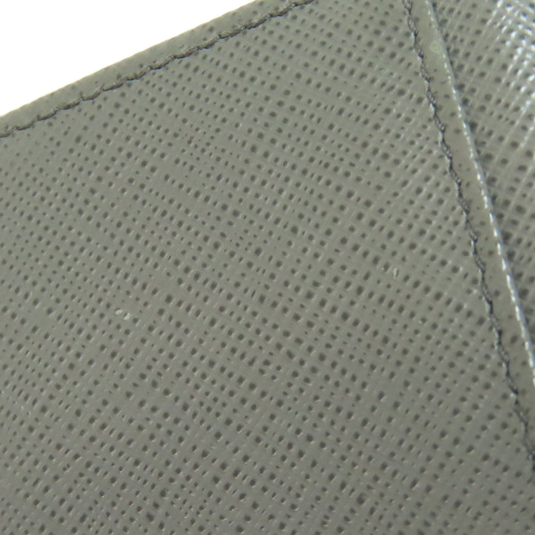 PRADA Card Case Safiano gray Fiocco Women Used Authentic