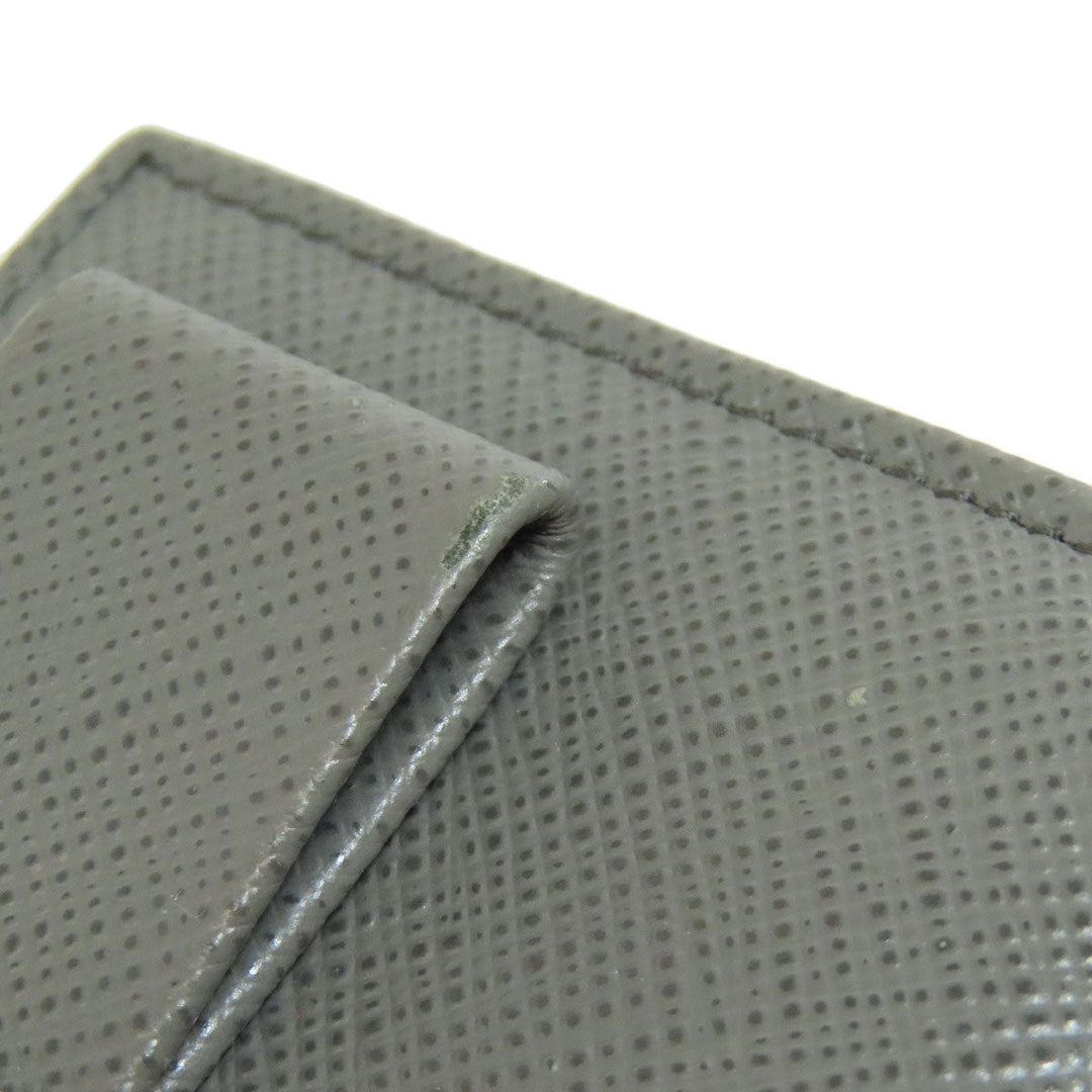 PRADA Card Case Safiano gray Fiocco Women Used Authentic