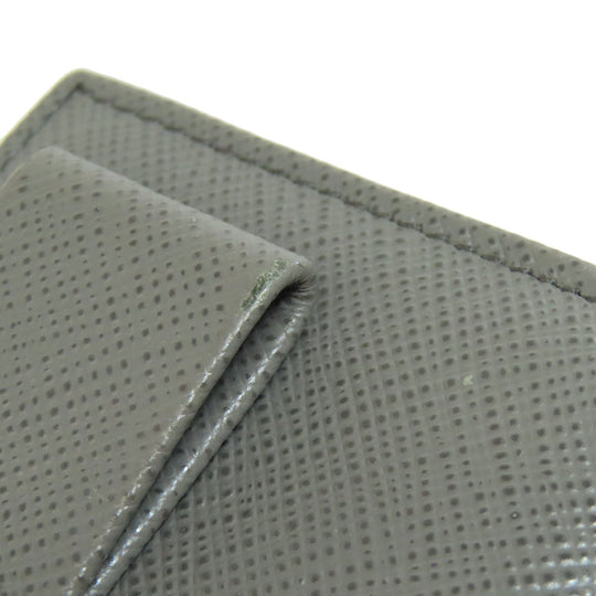 PRADA Card Case Safiano gray Fiocco Women Used Authentic