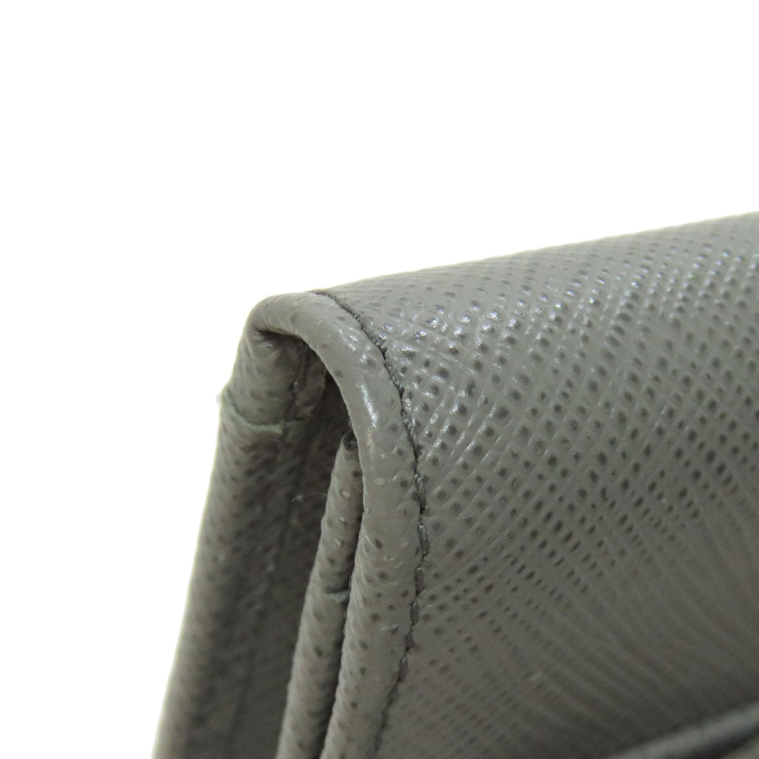 PRADA Card Case Safiano gray Fiocco Women Used Authentic