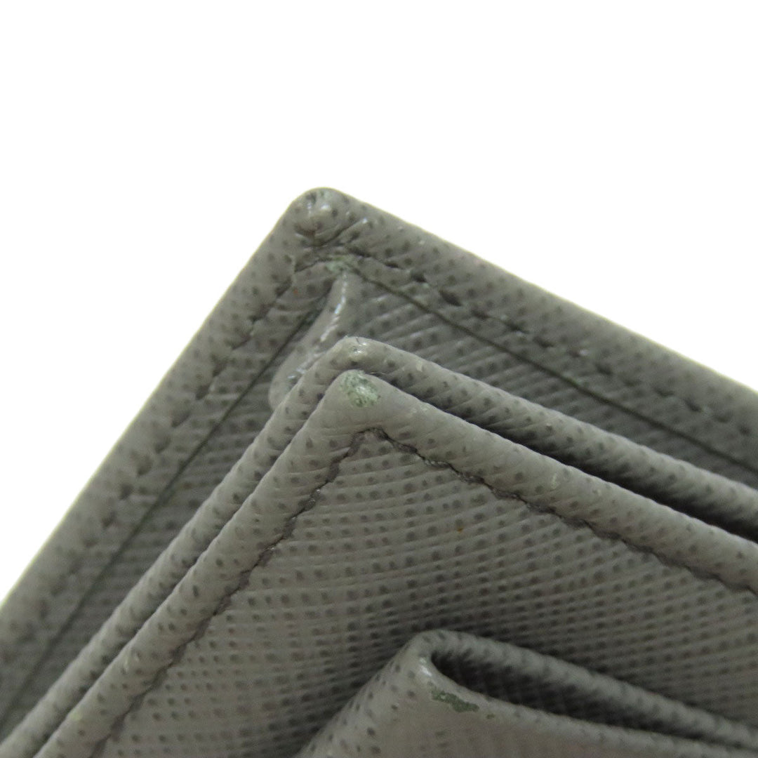 PRADA Card Case Safiano gray Fiocco Women Used Authentic