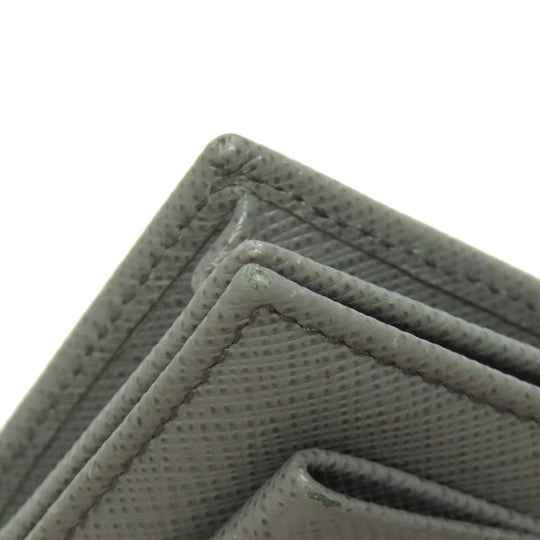PRADA Card Case Safiano gray Fiocco Women Used Authentic