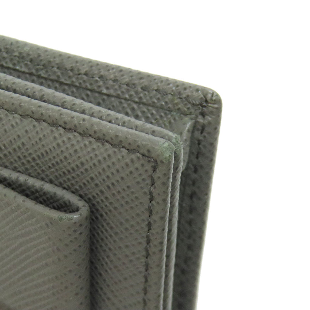 PRADA Card Case Safiano gray Fiocco Women Used Authentic