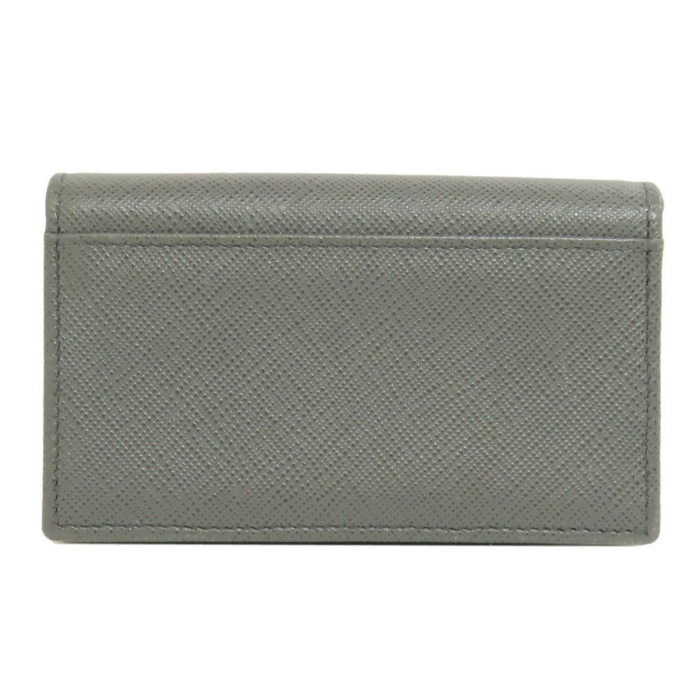 PRADA Card Case Safiano gray Fiocco Women Used Authentic