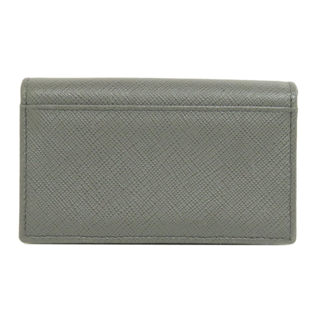 PRADA Card Case Safiano gray Fiocco Women Used Authentic