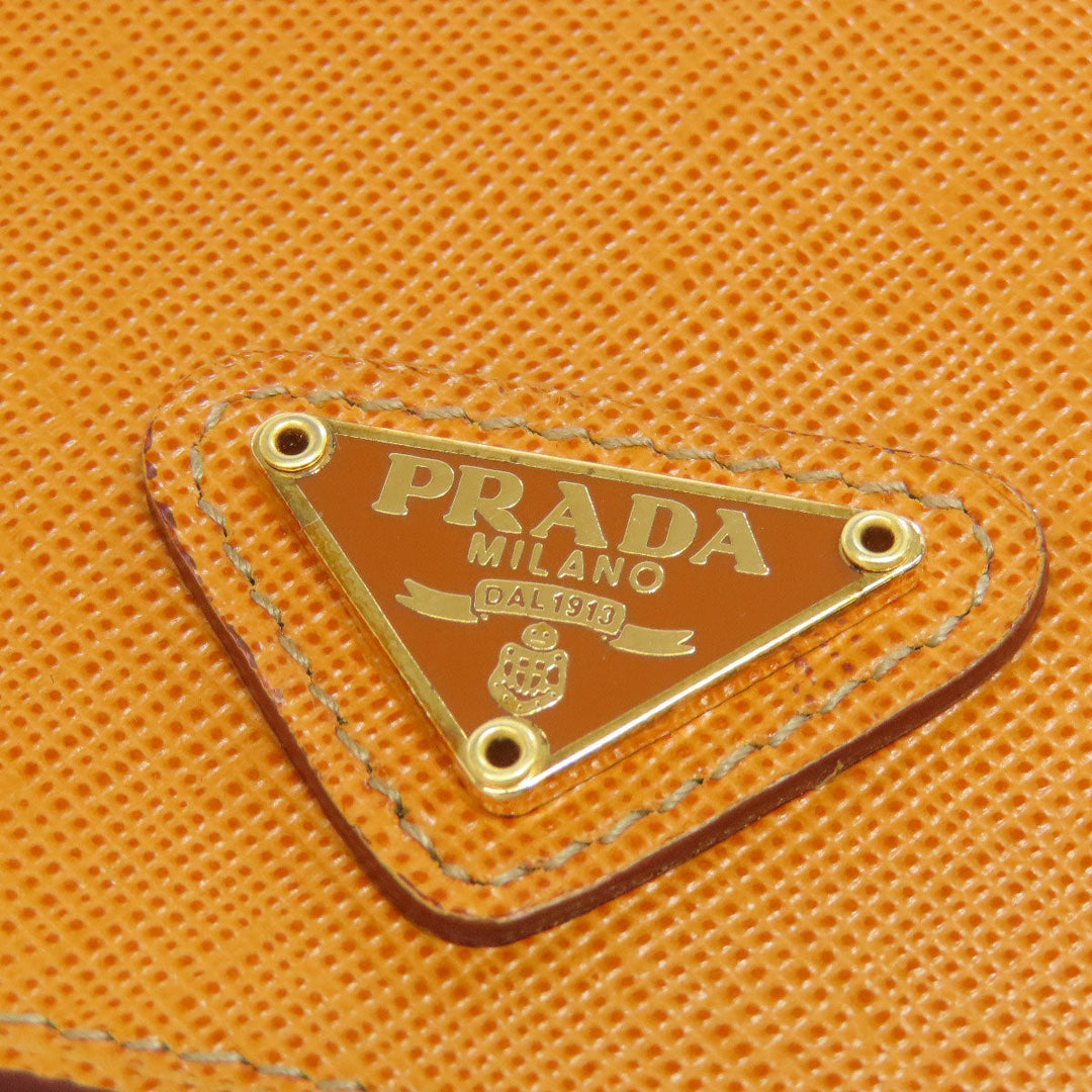 PRADA Card Case Safiano Brown logoMetal