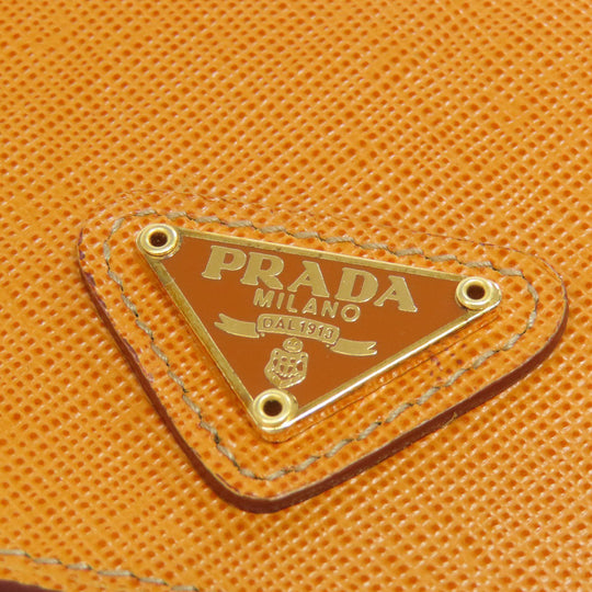 PRADA Card Case Safiano Brown logoMetal