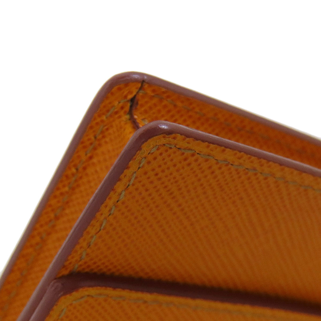 PRADA Card Case Safiano Brown logoMetal