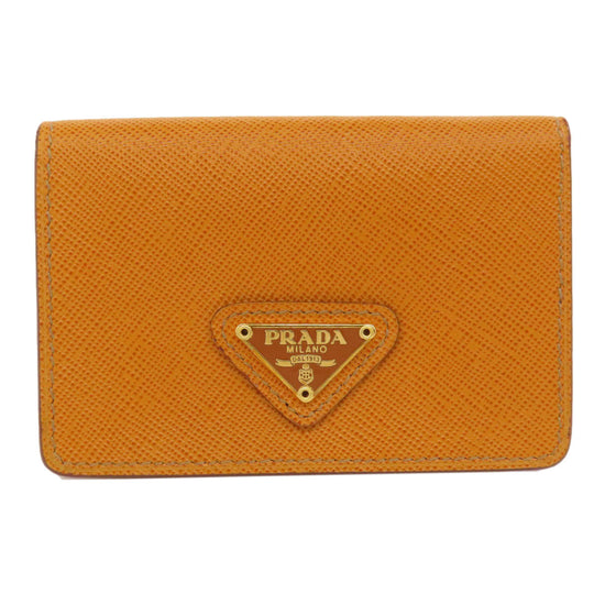 PRADA Card Case Safiano Brown logoMetal