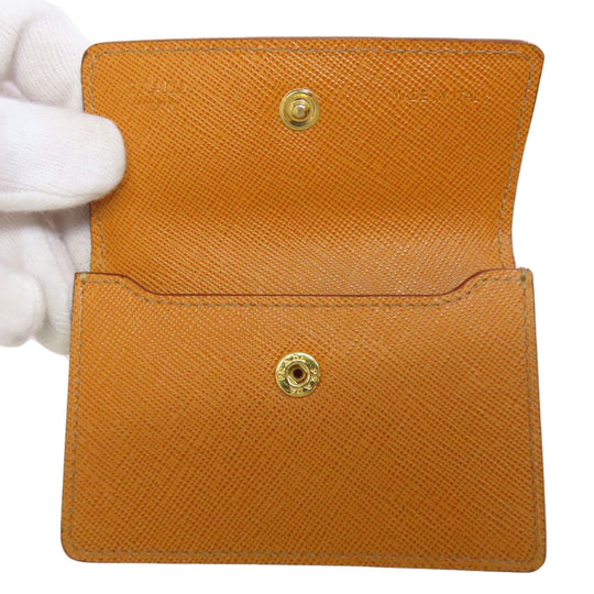 PRADA Card Case Safiano Brown logoMetal