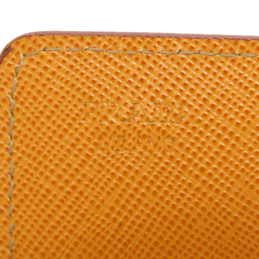 PRADA Card Case Safiano Brown logoMetal