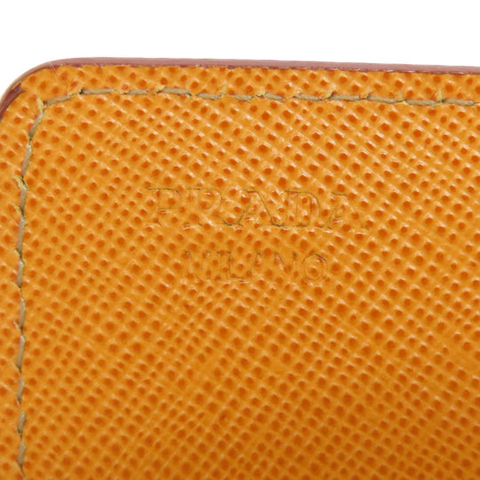 PRADA Card Case Safiano Brown logoMetal