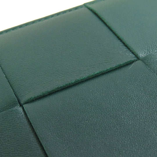 BOTTEGAVENETA Long Wallet Purse Calfskin green MAXI INTRECCIATO Women Used Authentic