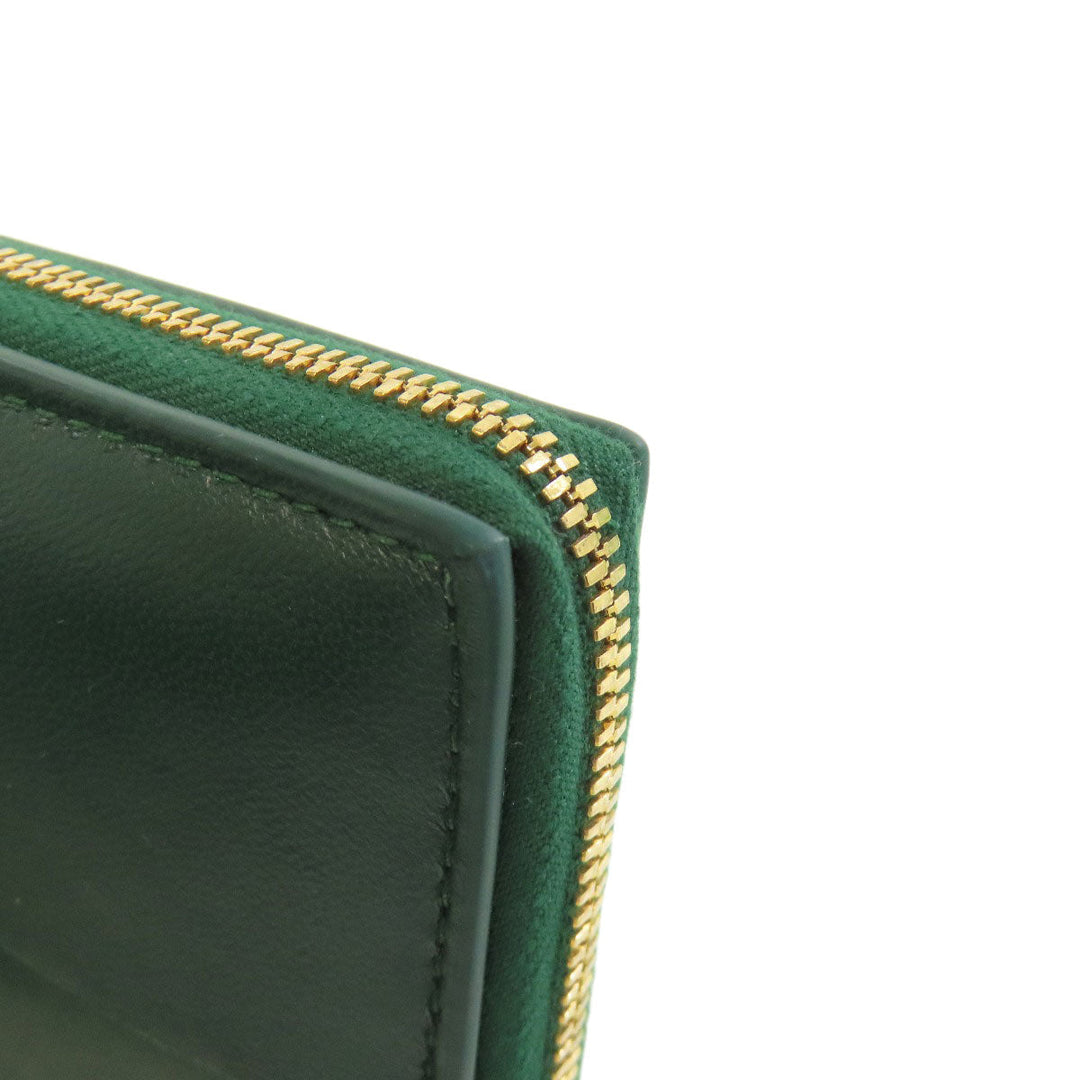 BOTTEGAVENETA Long Wallet Purse Calfskin green MAXI INTRECCIATO Women Used Authentic