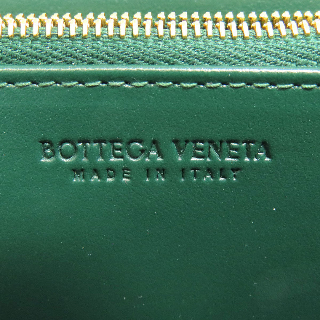 BOTTEGAVENETA Long Wallet Purse Calfskin green MAXI INTRECCIATO Women Used Authentic