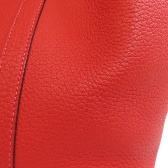HERMES Handbag Taurillon Clemence Red Picotin Lock MM SilverMetal Women Used Authentic