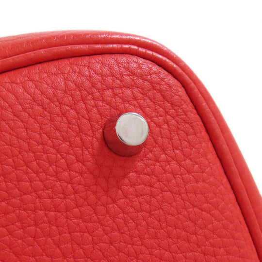 HERMES Handbag Taurillon Clemence Red Picotin Lock MM SilverMetal Women Used Authentic