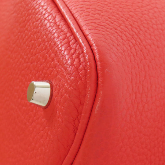 HERMES Handbag Taurillon Clemence Red Picotin Lock MM SilverMetal Women Used Authentic