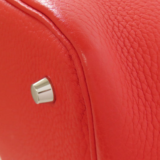 HERMES Handbag Taurillon Clemence Red Picotin Lock MM SilverMetal Women Used Authentic