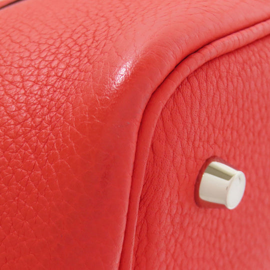 HERMES Handbag Taurillon Clemence Red Picotin Lock MM SilverMetal Women Used Authentic