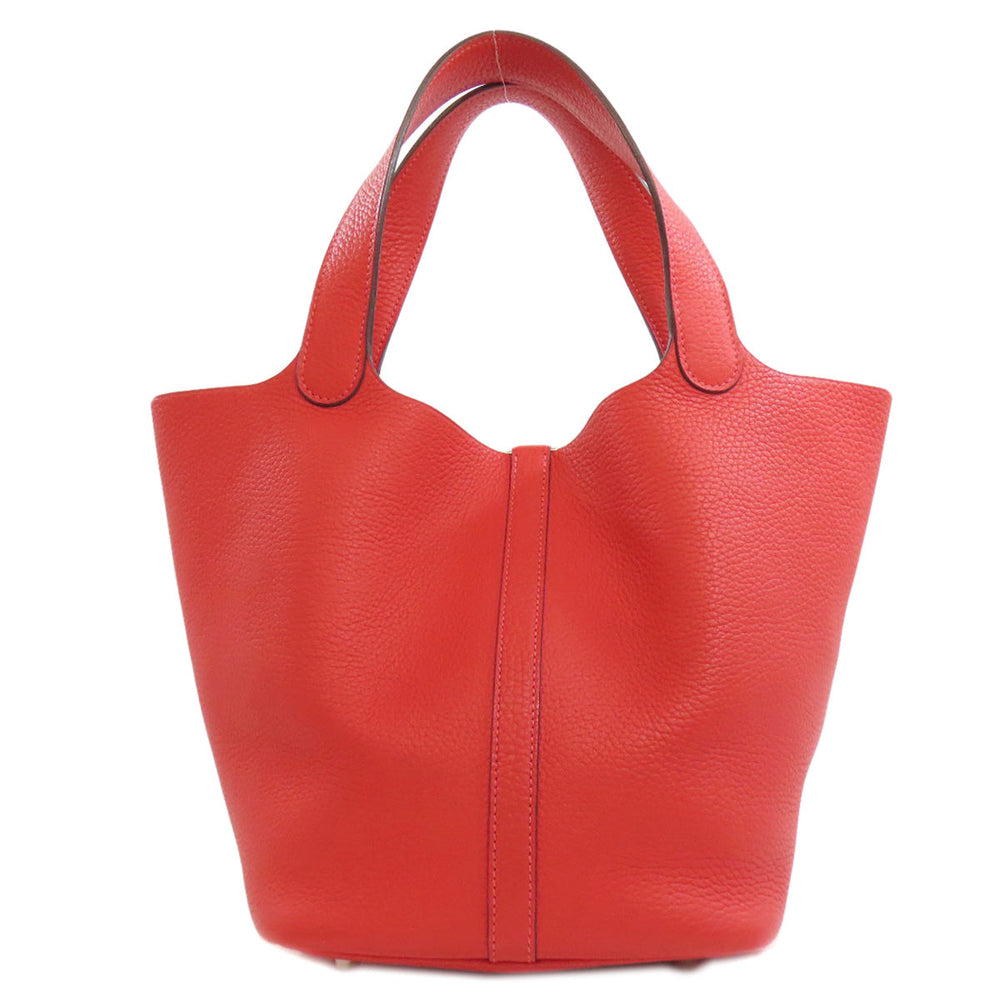 HERMES Handbag Taurillon Clemence Red Picotin Lock MM SilverMetal Women Used Authentic