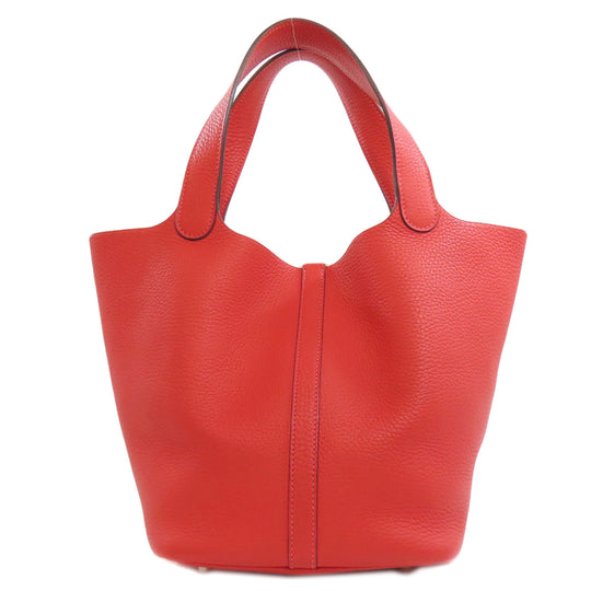HERMES Handbag Taurillon Clemence Red Picotin Lock MM SilverMetal Women Used Authentic