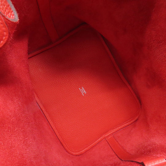 HERMES Handbag Taurillon Clemence Red Picotin Lock MM SilverMetal Women Used Authentic
