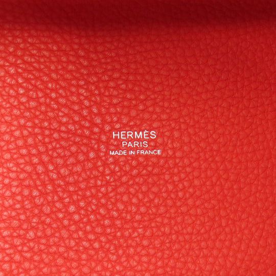 HERMES Handbag Taurillon Clemence Red Picotin Lock MM SilverMetal Women Used Authentic