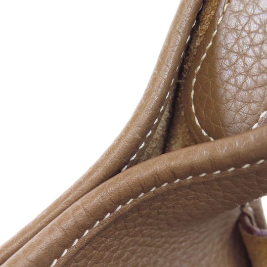 HERMES Shoulder Bag Taurillon Clemence beige Evelyn 3 PM Etoupe Gold Metal