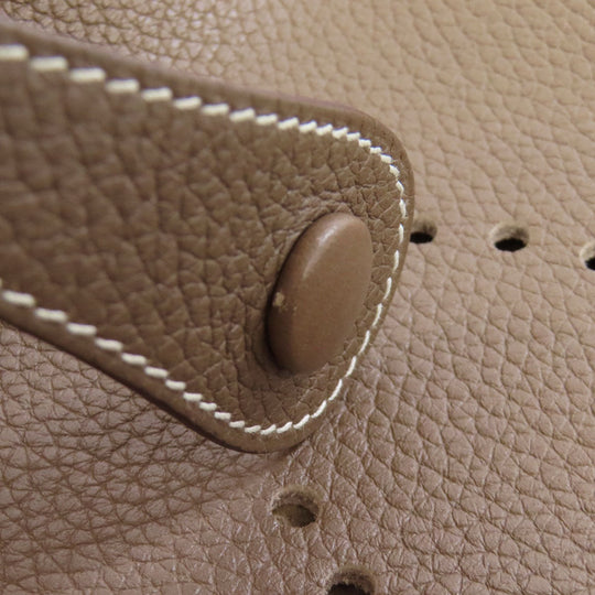 HERMES Shoulder Bag Taurillon Clemence beige Evelyn 3 PM Etoupe Gold Metal