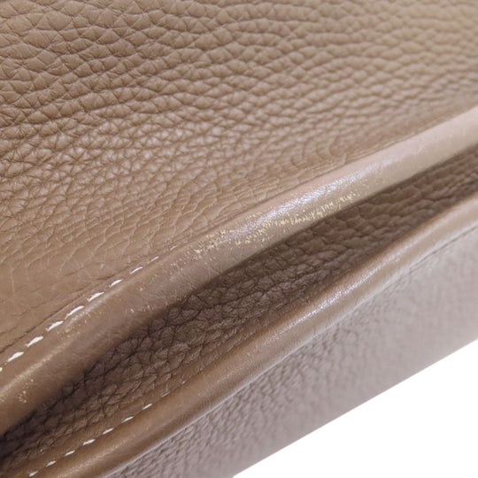 HERMES Shoulder Bag Taurillon Clemence beige Evelyn 3 PM Etoupe Gold Metal