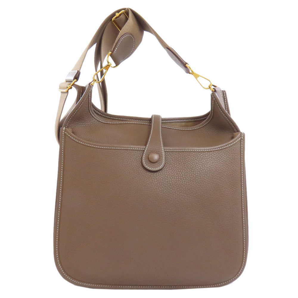 HERMES Shoulder Bag Taurillon Clemence beige Evelyn 3 PM Etoupe Gold Metal