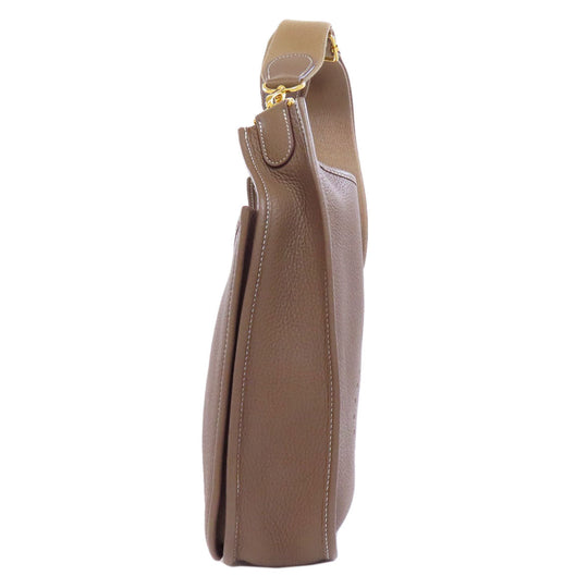 HERMES Shoulder Bag Taurillon Clemence beige Evelyn 3 PM Etoupe Gold Metal