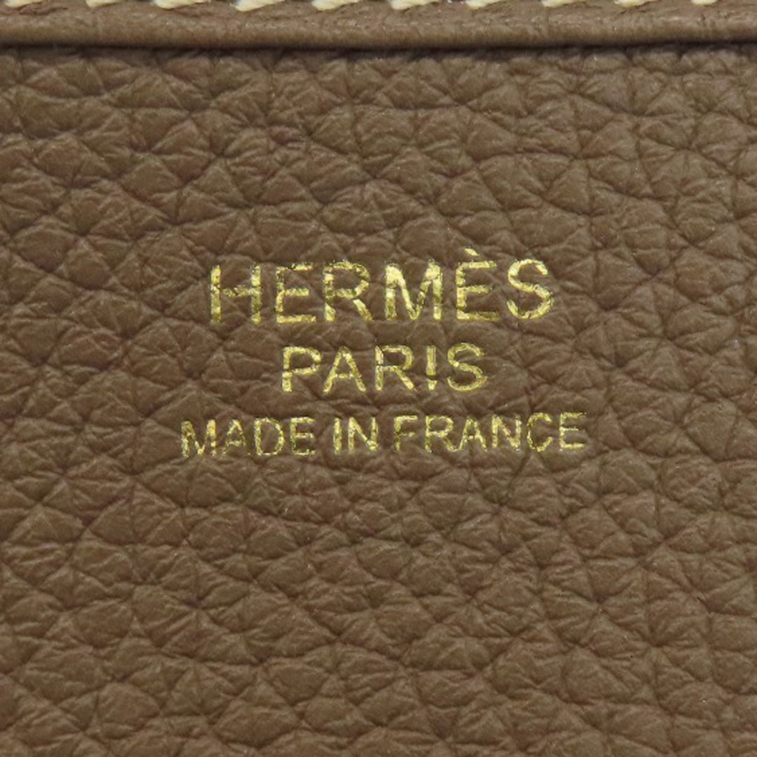 HERMES Shoulder Bag Taurillon Clemence beige Evelyn 3 PM Etoupe Gold Metal