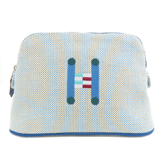 HERMES Cosmetics Pouch canvas blue Bolide Pouch Crazy H