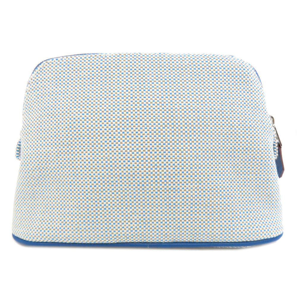 HERMES Cosmetics Pouch canvas blue Bolide Pouch Crazy H
