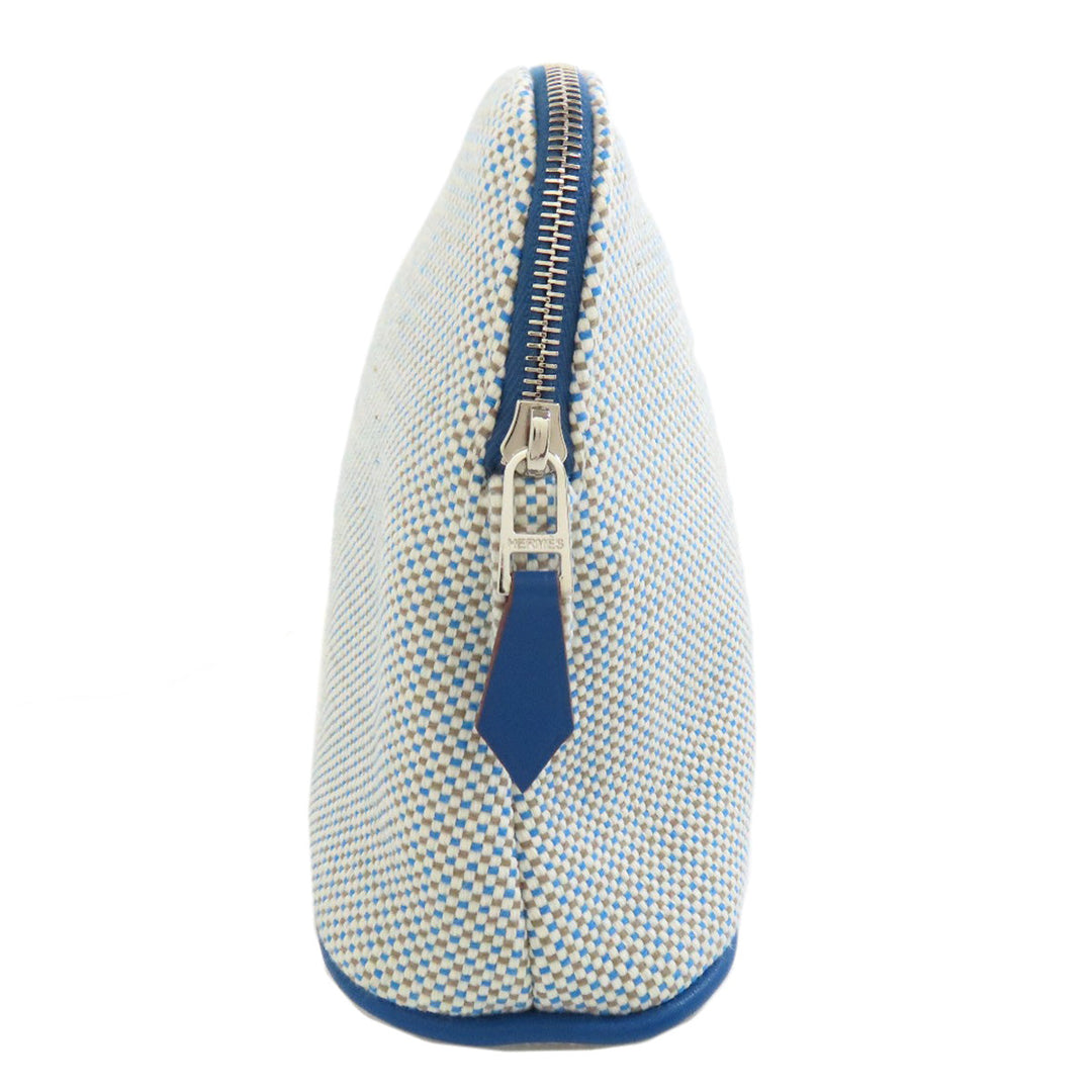 HERMES Cosmetics Pouch canvas blue Bolide Pouch Crazy H