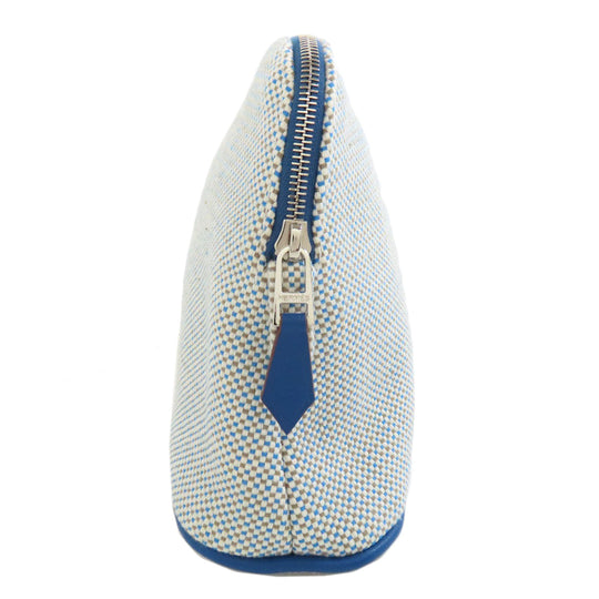 HERMES Cosmetics Pouch canvas blue Bolide Pouch Crazy H