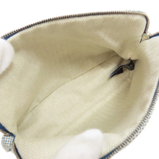 HERMES Cosmetics Pouch canvas blue Bolide Pouch Crazy H