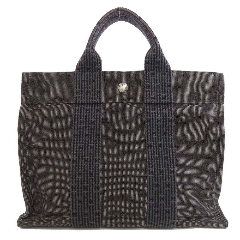 HERMES Tote Bag canvas gray Her Line Tote PM Women Used Authentic