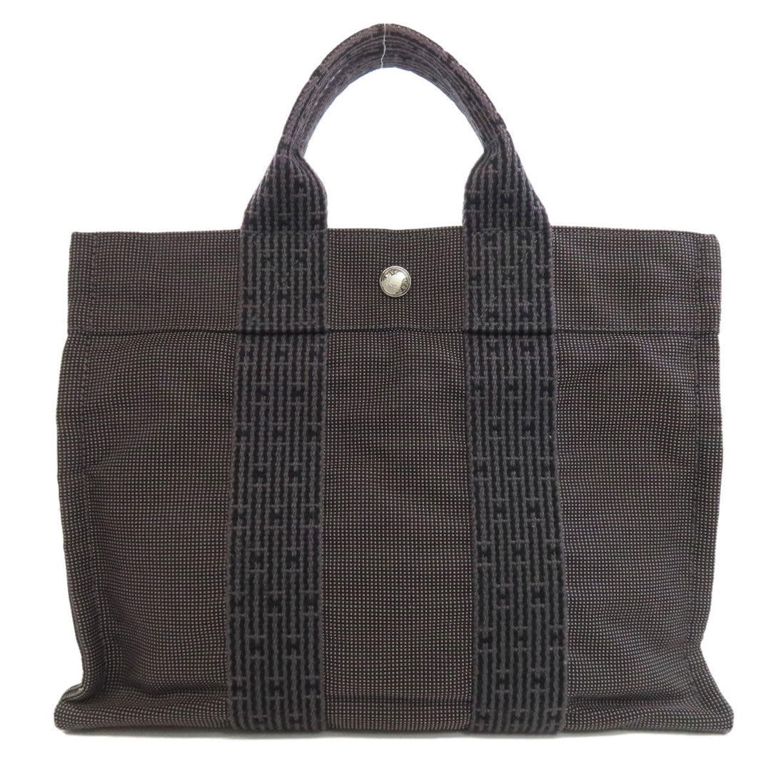 HERMES Tote Bag canvas gray Her Line Tote PM Women Used Authentic