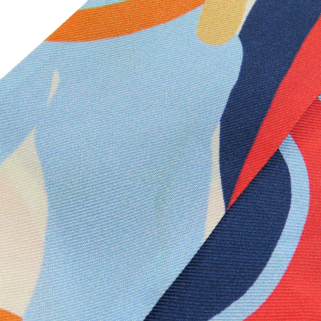 GUCCI scarf 732848 silk Navy Neck Bow Hibiscus Women Used Authentic