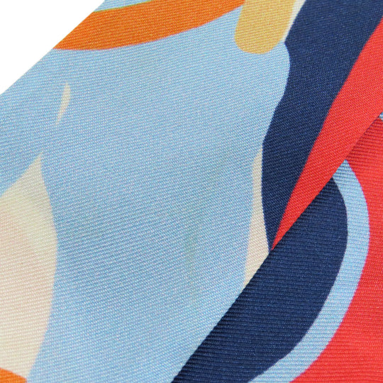 GUCCI scarf 732848 silk Navy Neck Bow Hibiscus Women Used Authentic